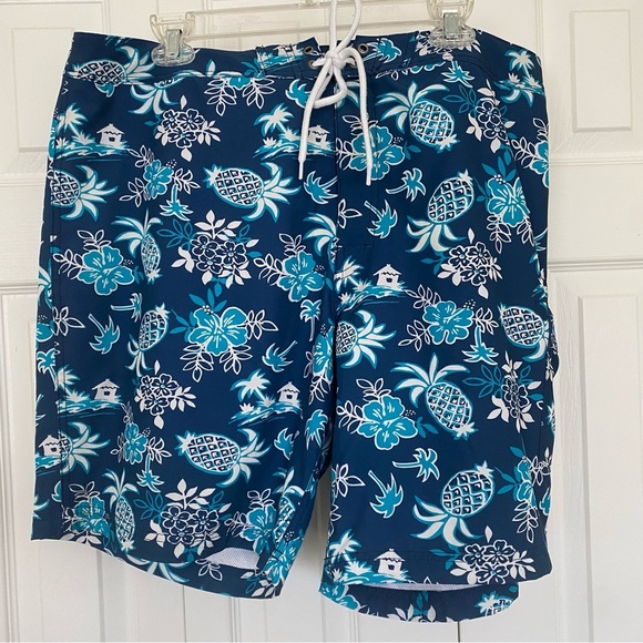 J. Crew Other - J Crew Swim Trunks‎ Men’s 38 Blue Pineapple Hawaiian Lined Flex Beach